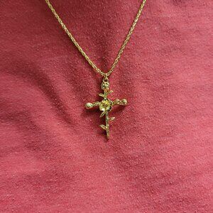 Neiman Marcus 18K Gold Plated Cross Twist Rope Necklace